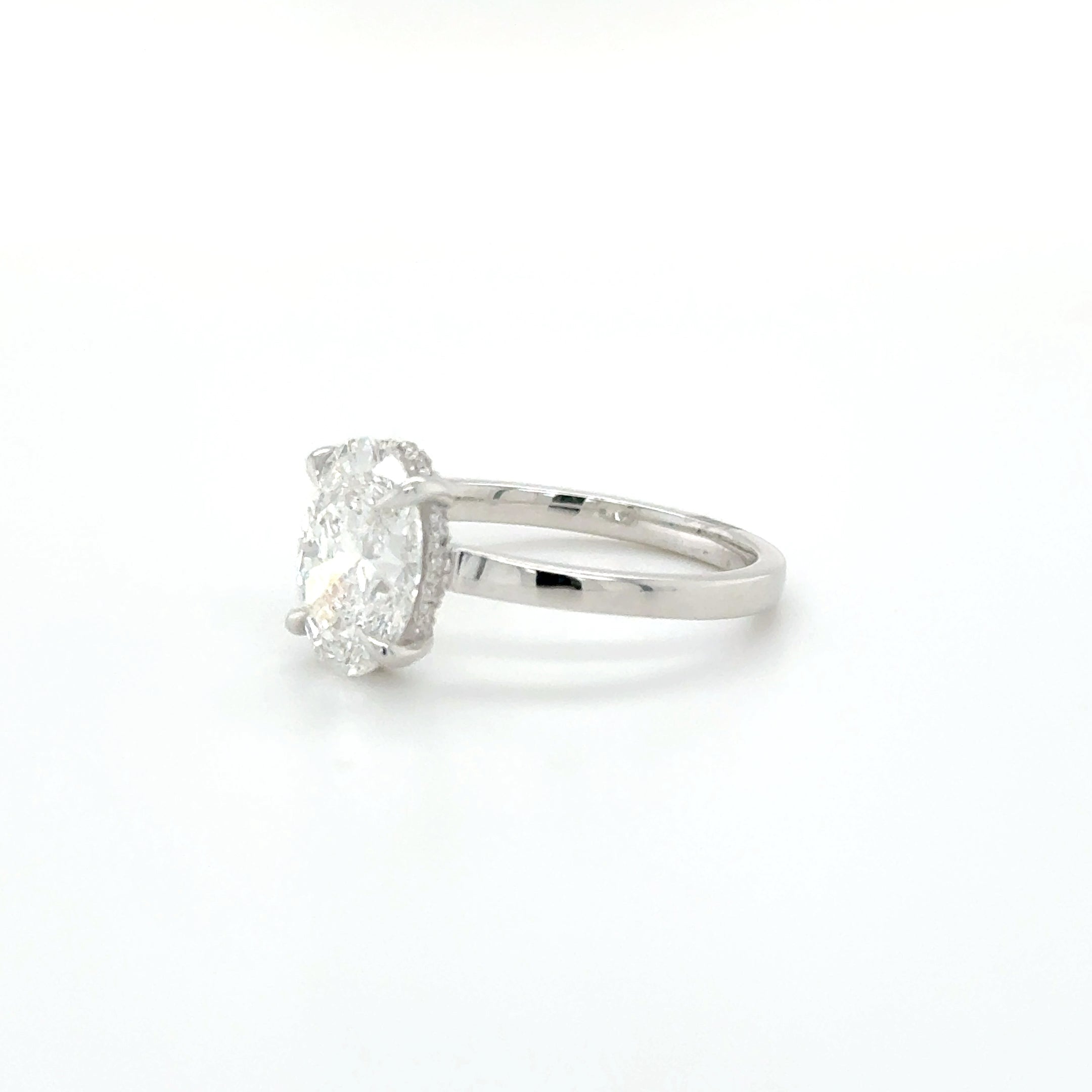 'Amara' – 2.02ct Hidden Halo Engagement Ring | 18K White Gold