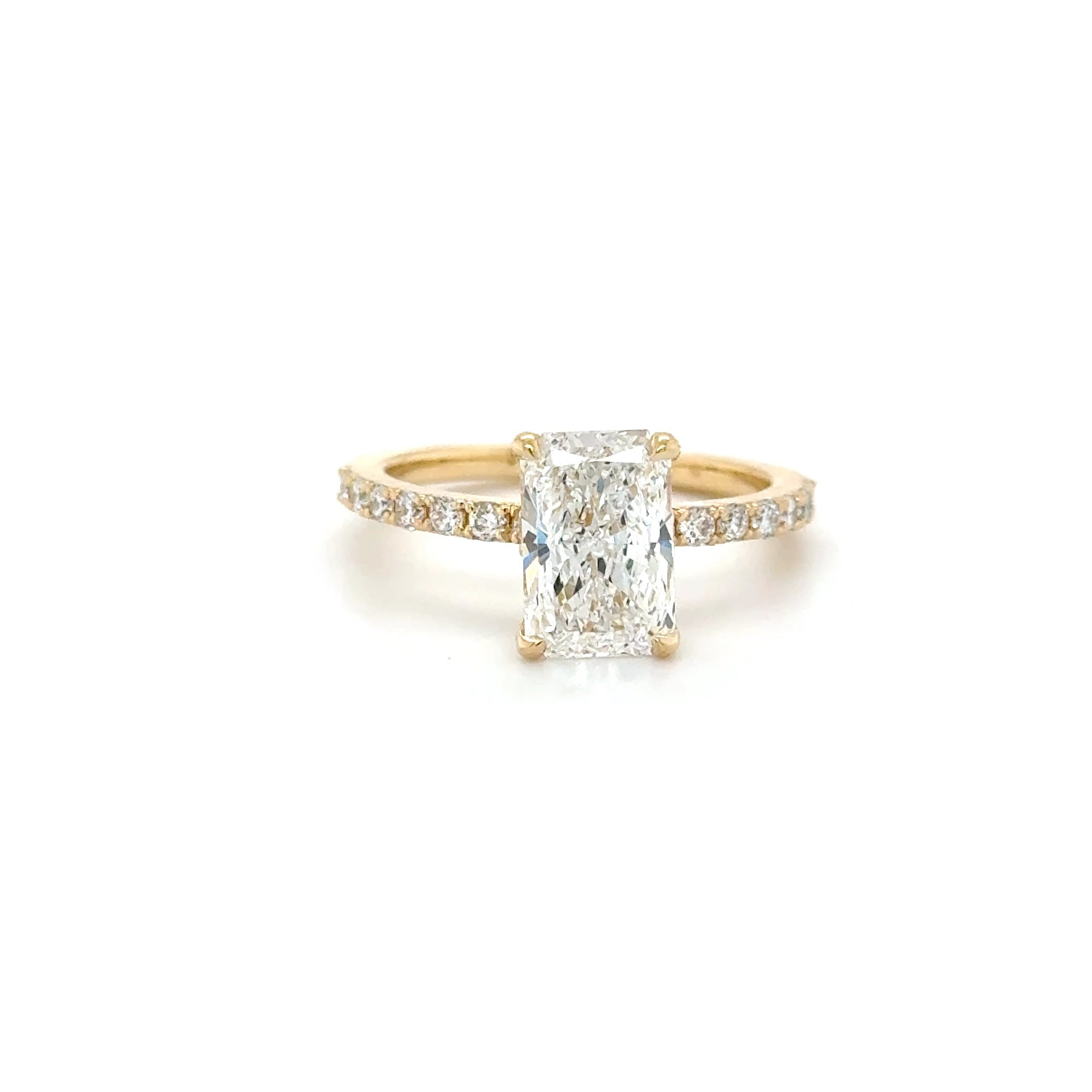 Annelise – 2.10ct Radiant Cut Engagement Ring with Micro Pavé & Hidden Halo | IGI Certified