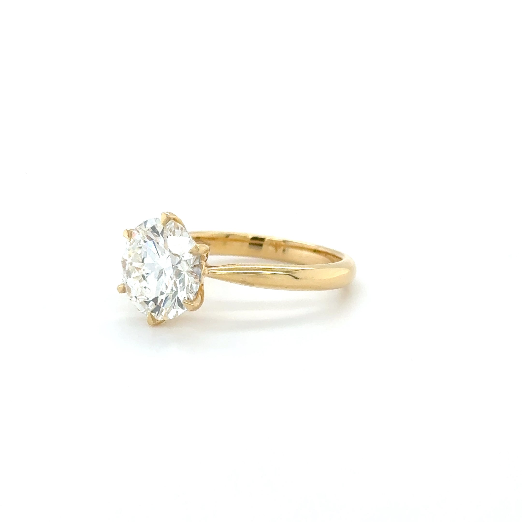 Selene – 3.10ct Brilliant-Cut Engagement Ring | Six-Prong Solitaire in 18K Yellow Gold | IGI Certified