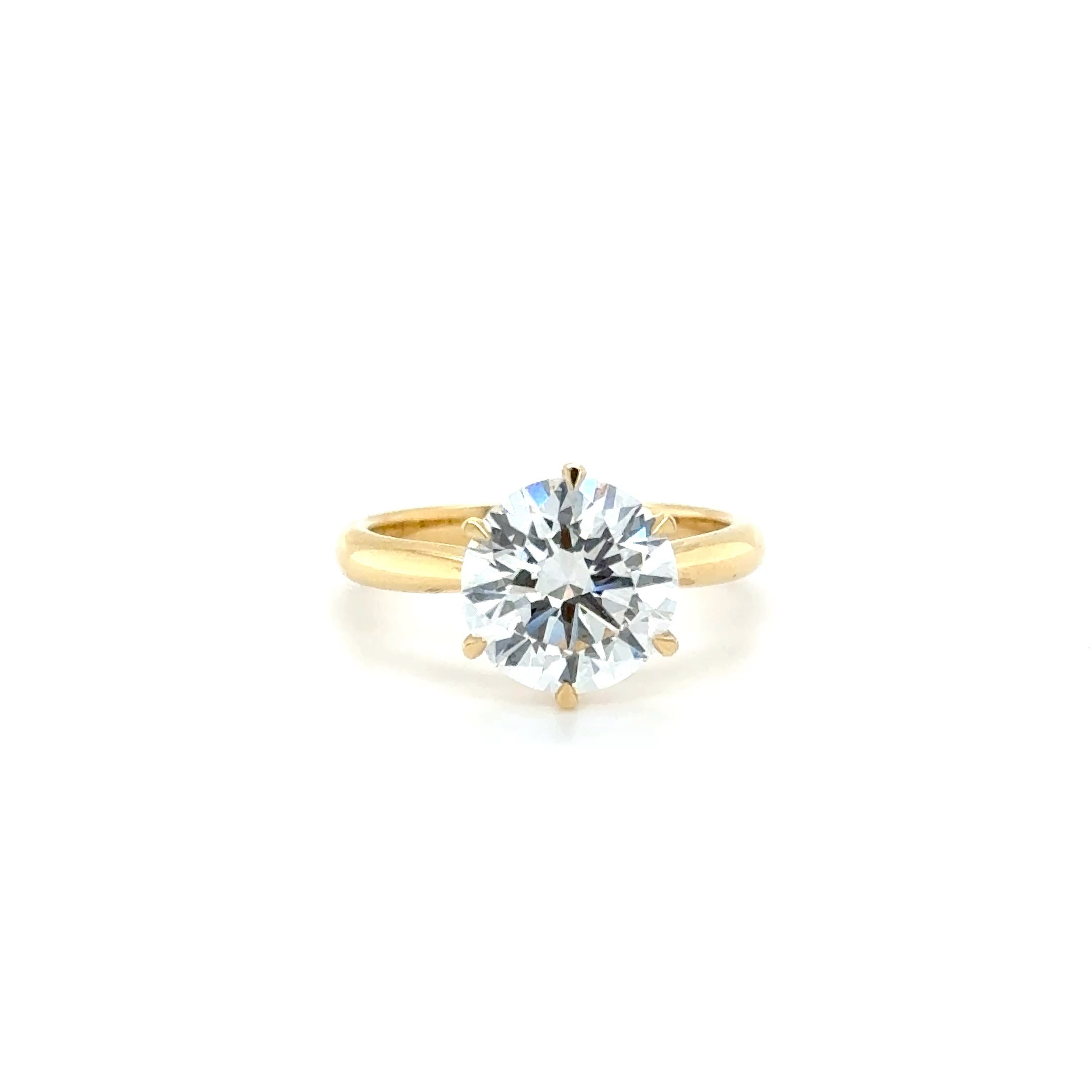 Selene – 3.10ct Brilliant-Cut Engagement Ring | Six-Prong Solitaire in 18K Yellow Gold | IGI Certified