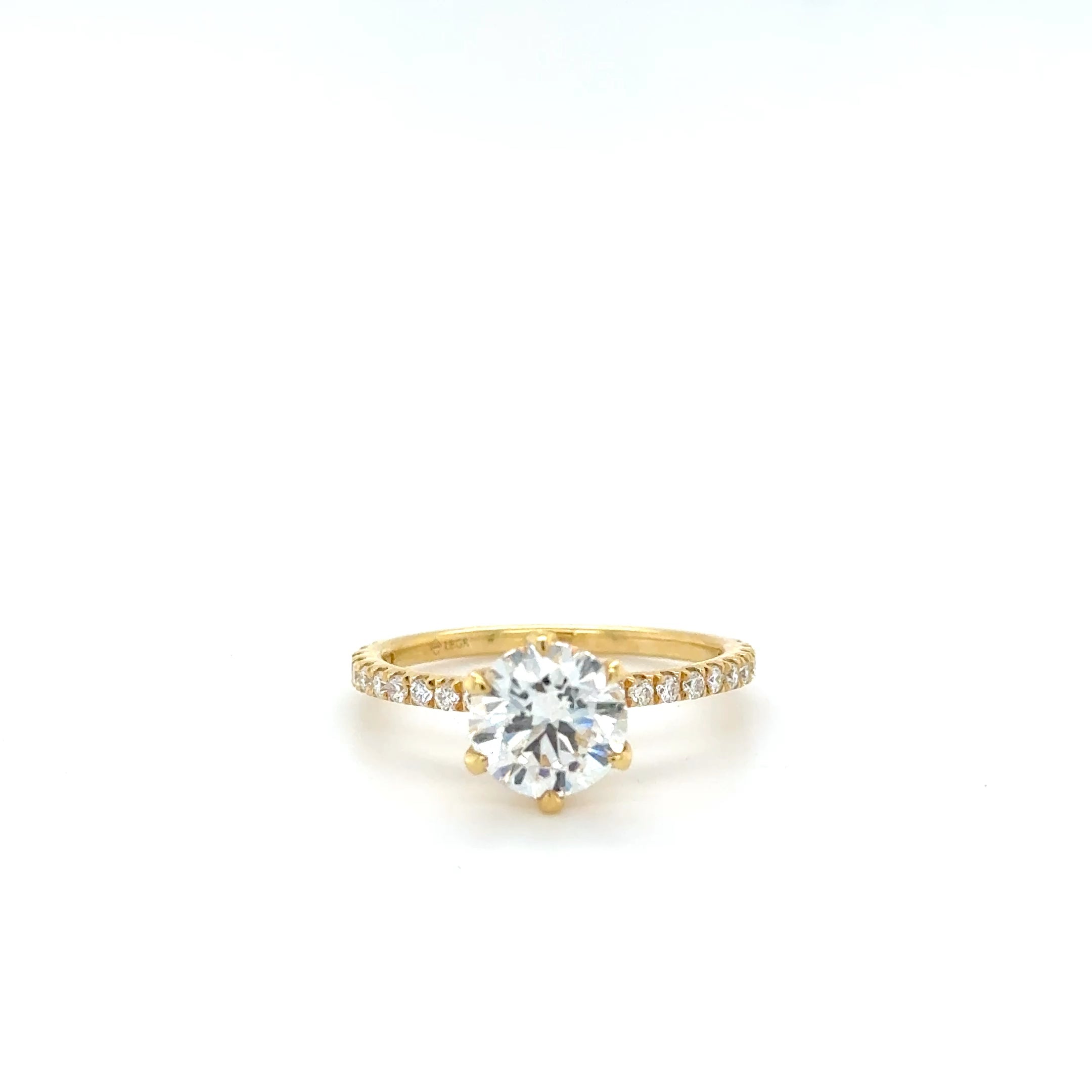 Golden Crest Engagement Ring – 18K Yellow Gold (1.93 ct Total)