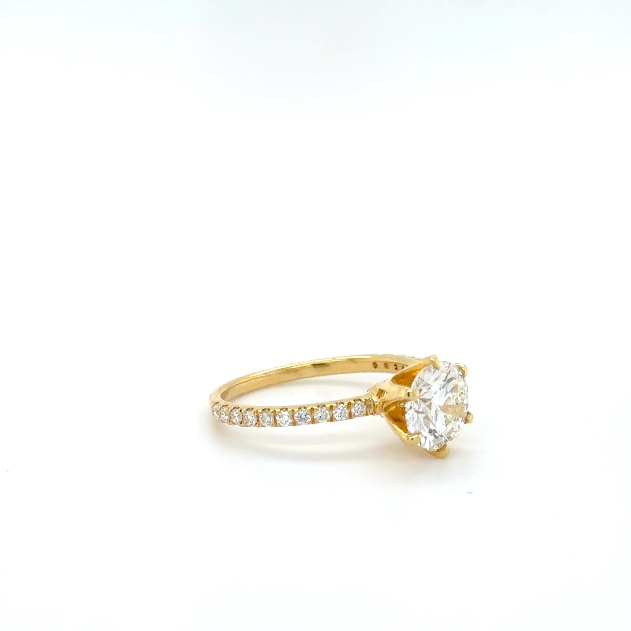 Golden Crest Engagement Ring – 18K Yellow Gold (1.93 ct Total)
