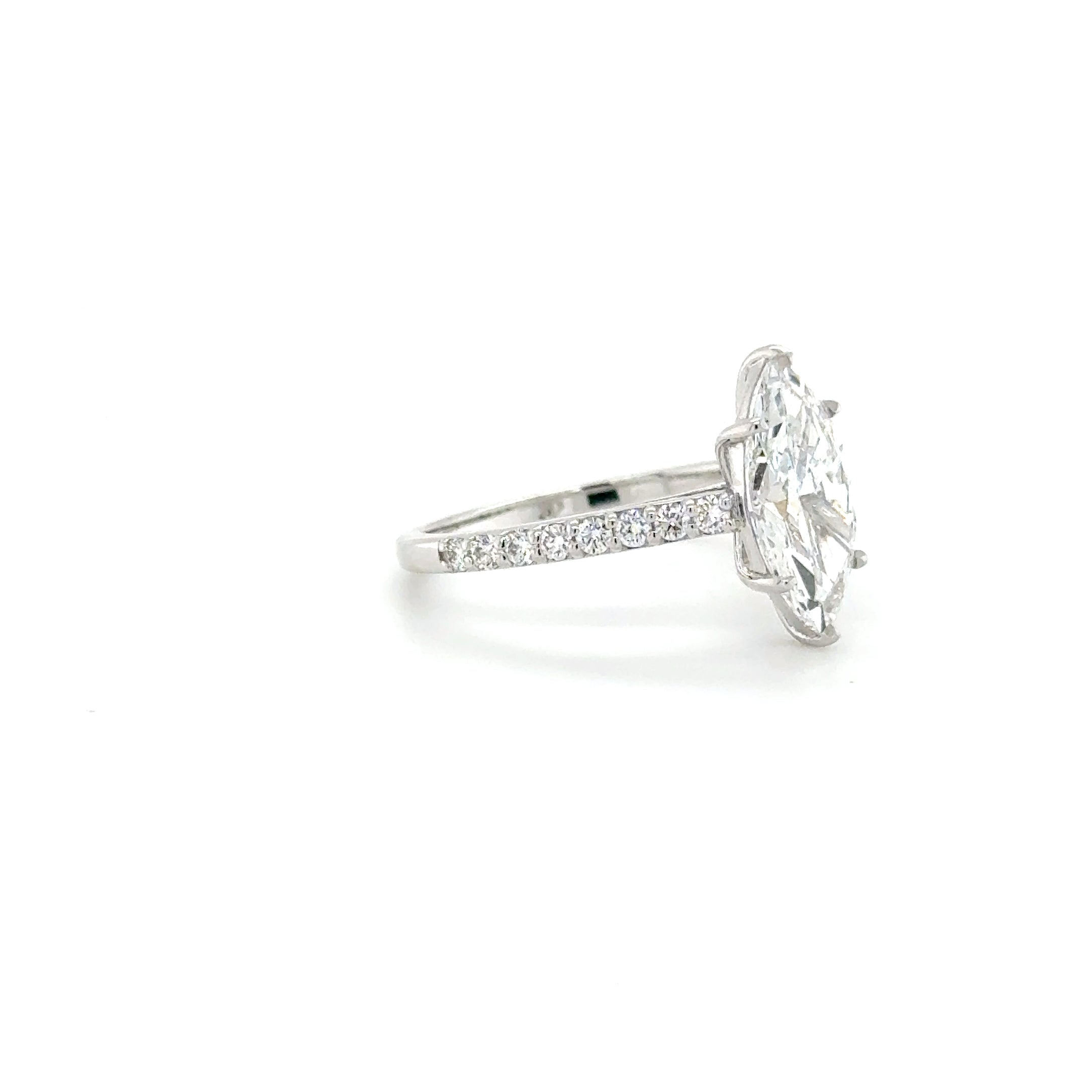 Valencia – Marquise-Cut Engagement Ring with Micro Pavé | 18K White Gold | IGI Certified