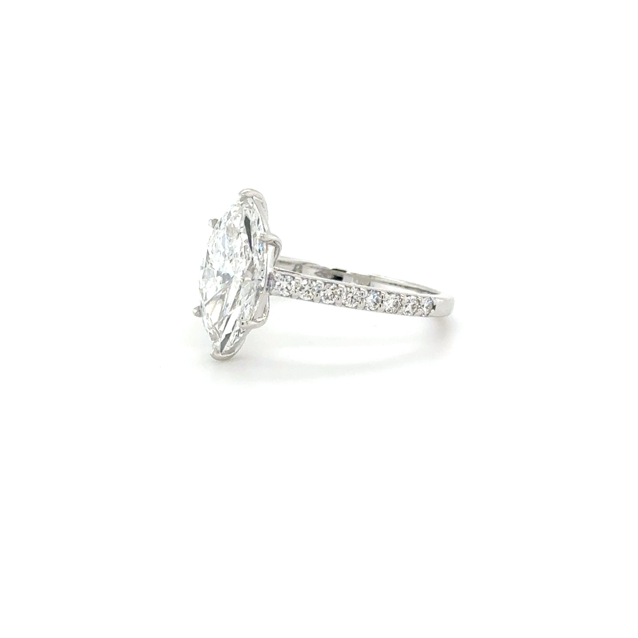 Valencia – Marquise-Cut Engagement Ring with Micro Pavé | 18K White Gold | IGI Certified
