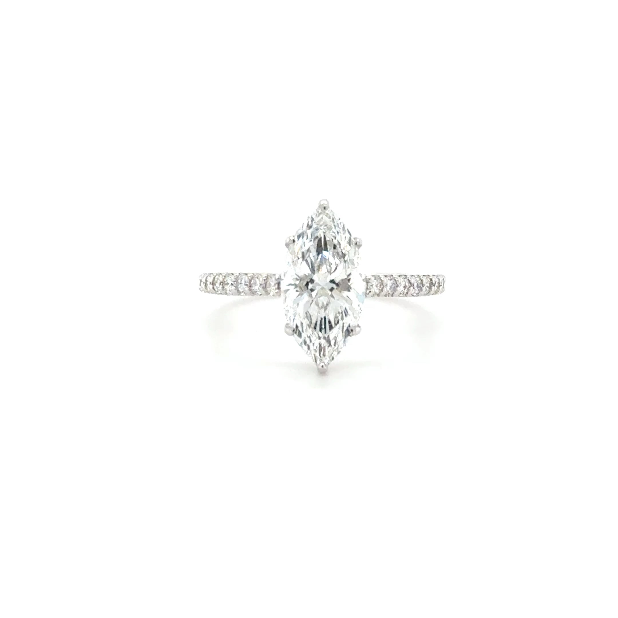 Valencia – Marquise-Cut Engagement Ring with Micro Pavé | 18K White Gold | IGI Certified