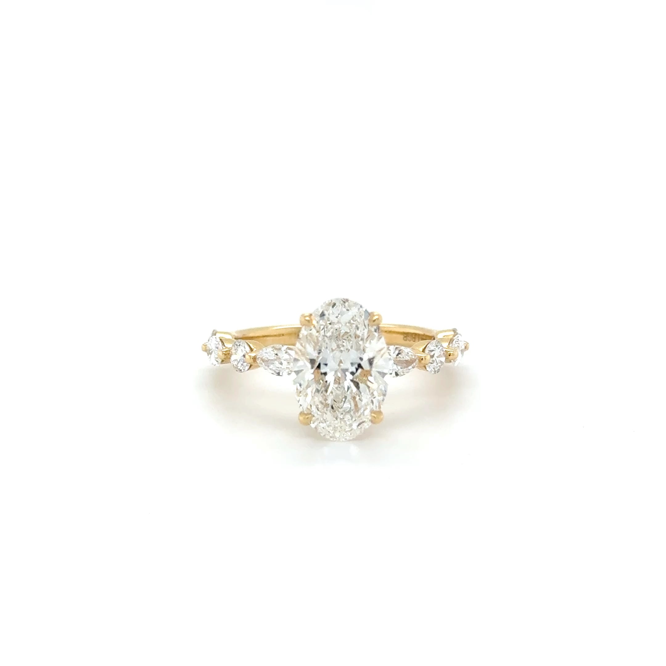 “Symphony of Shapes: Oval Center Ring with Marquise & Round Accents – 3.48ct Lab-Grown”