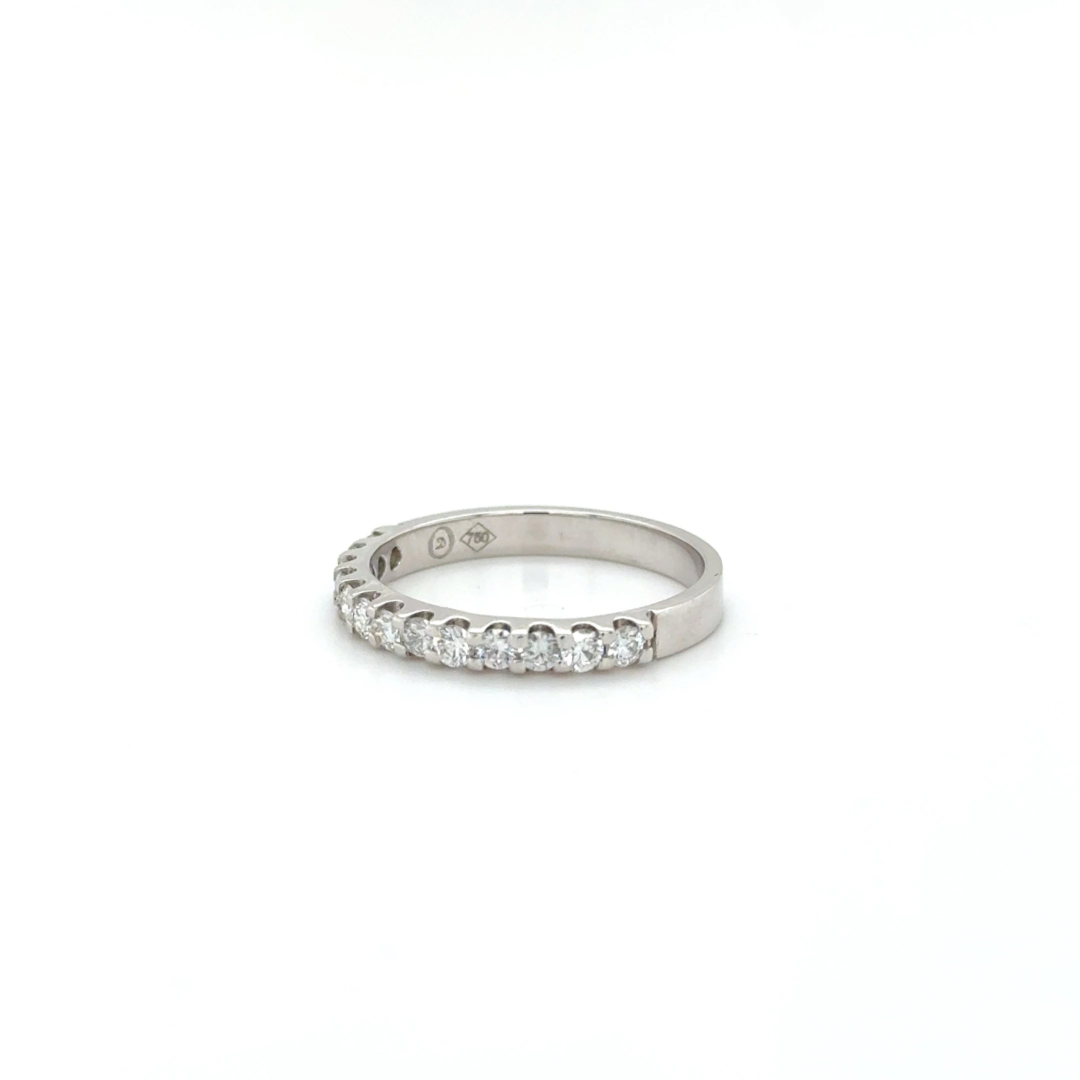 Classic Round Half Eternity Band – 18K White Gold (0.45 ct)