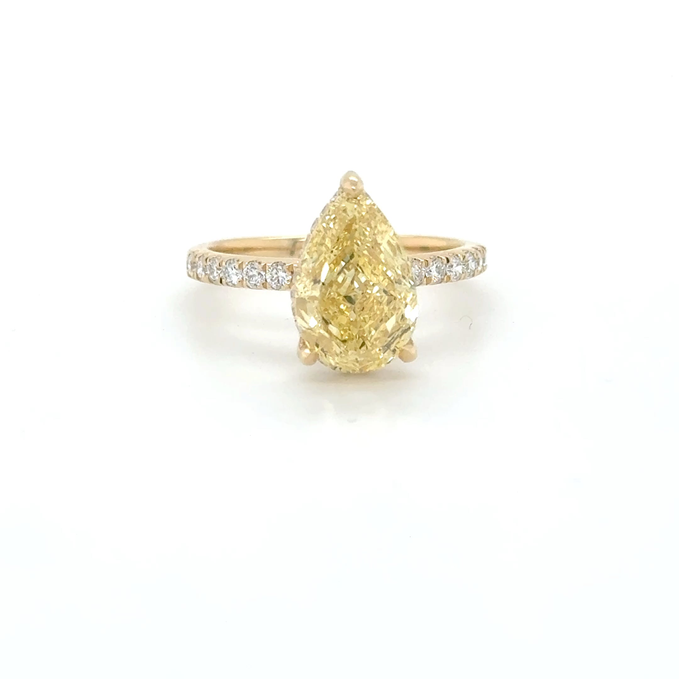 Golden Flame Pear Diamond Ring – 3.21ct Fancy Yellow Lab-Grown