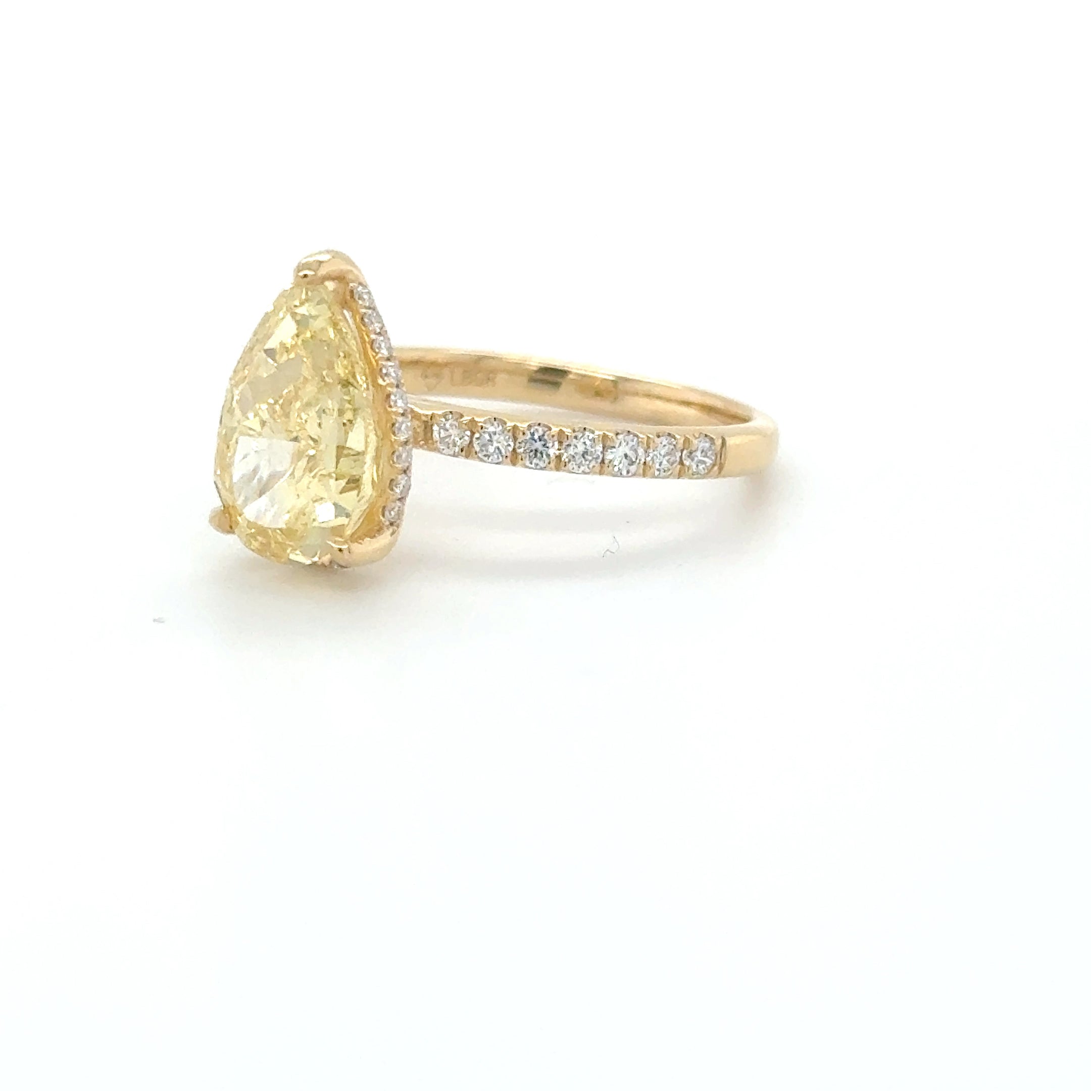 Golden Flame Pear Diamond Ring – 3.21ct Fancy Yellow Lab-Grown