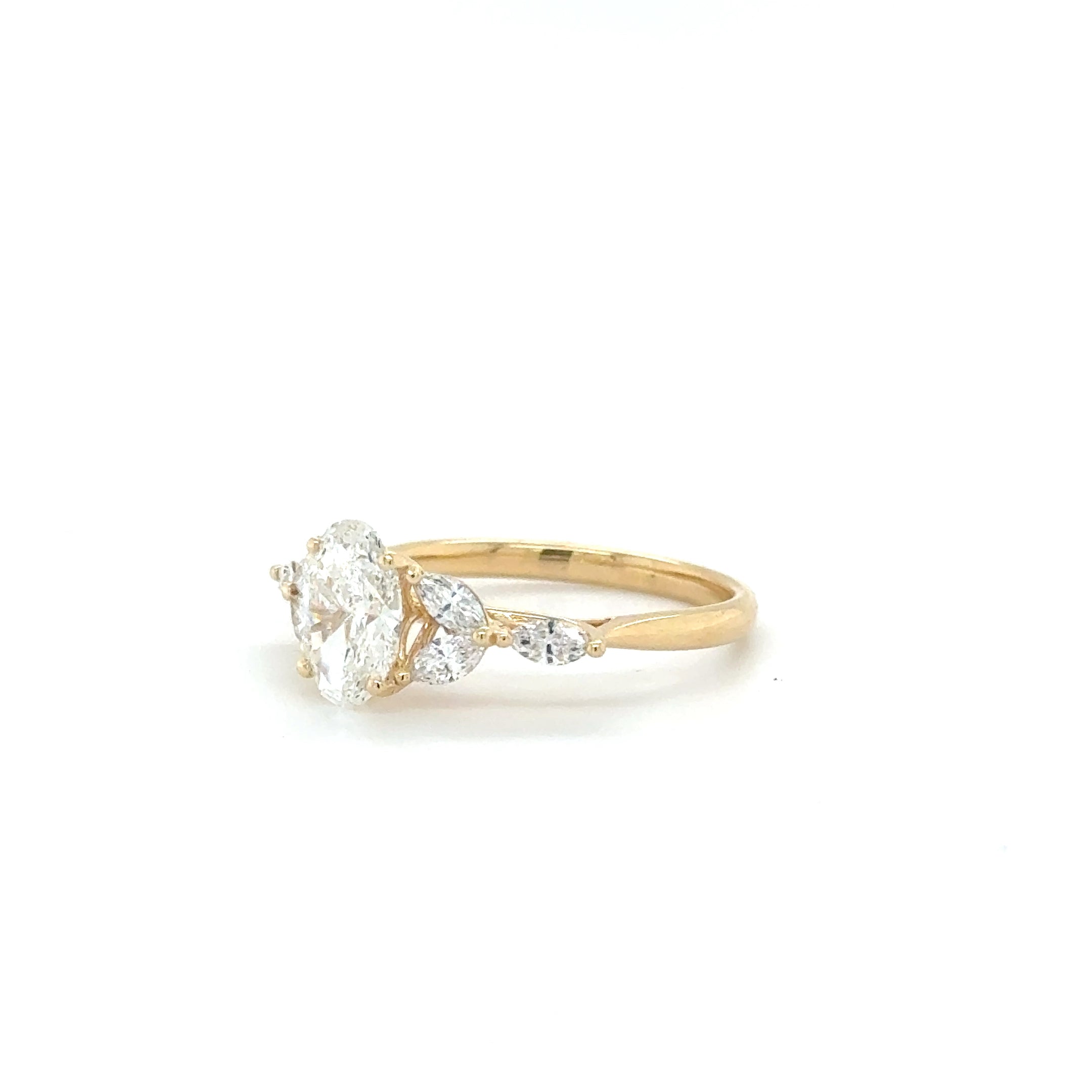 Aurora Oval Diamond Ring with Marquise Accents – 1.46ct