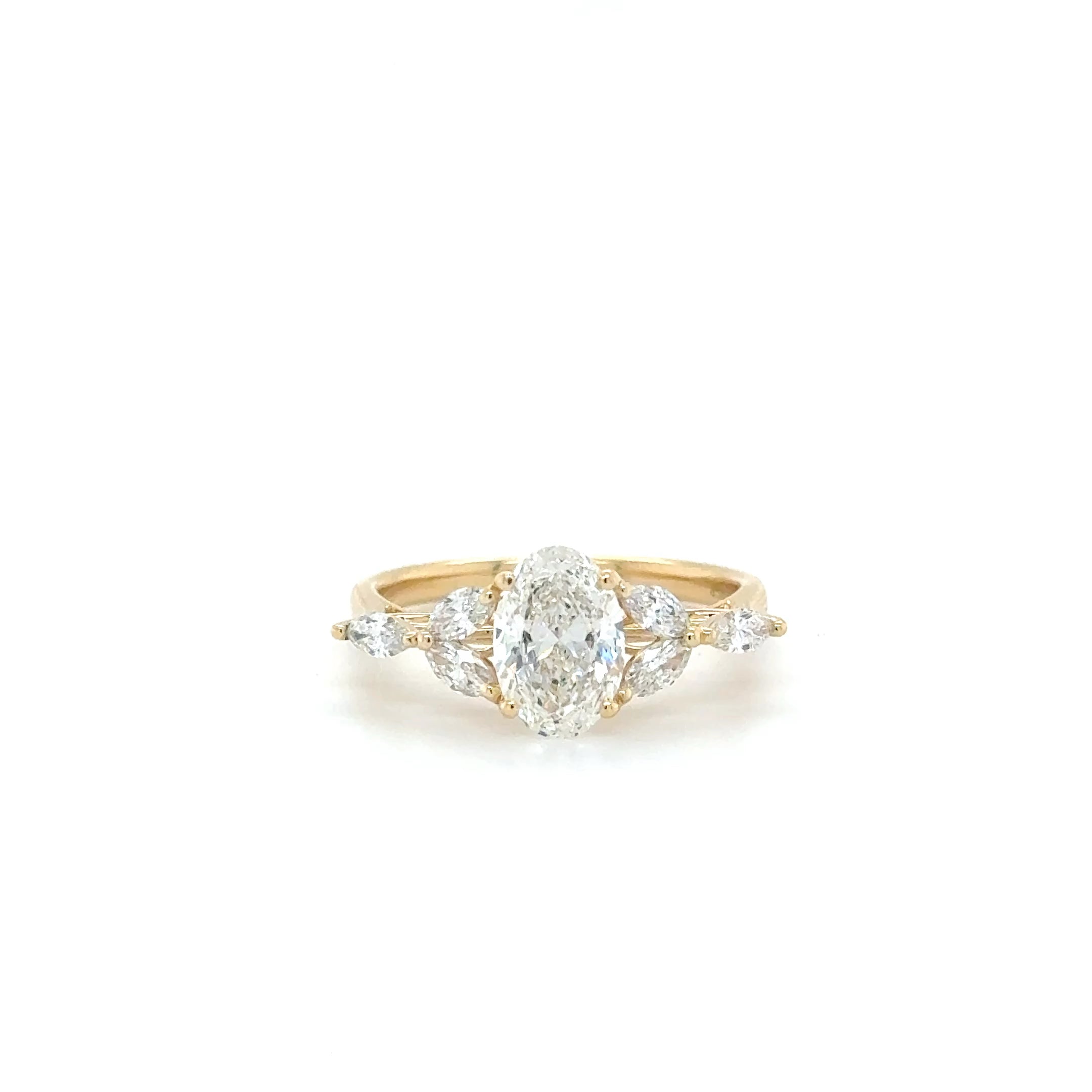 Aurora Oval Diamond Ring with Marquise Accents – 1.46ct