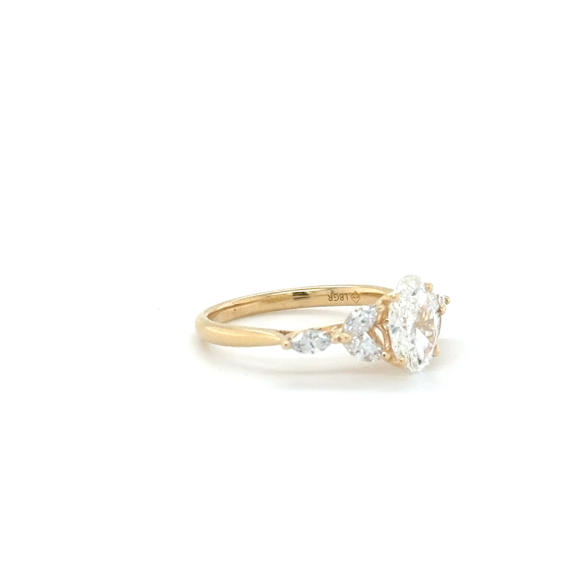 Aurora Oval Diamond Ring with Marquise Accents – 1.46ct