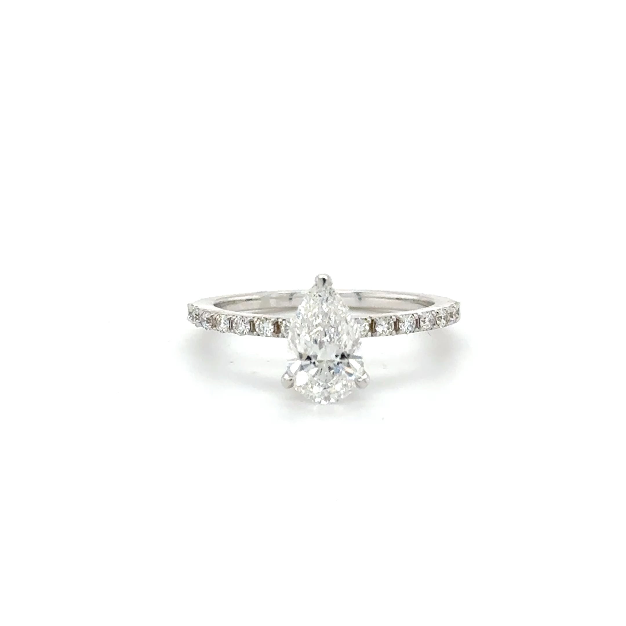 Vespera Pear Engagement Ring (1.45ct total) - 18k White Gold Band