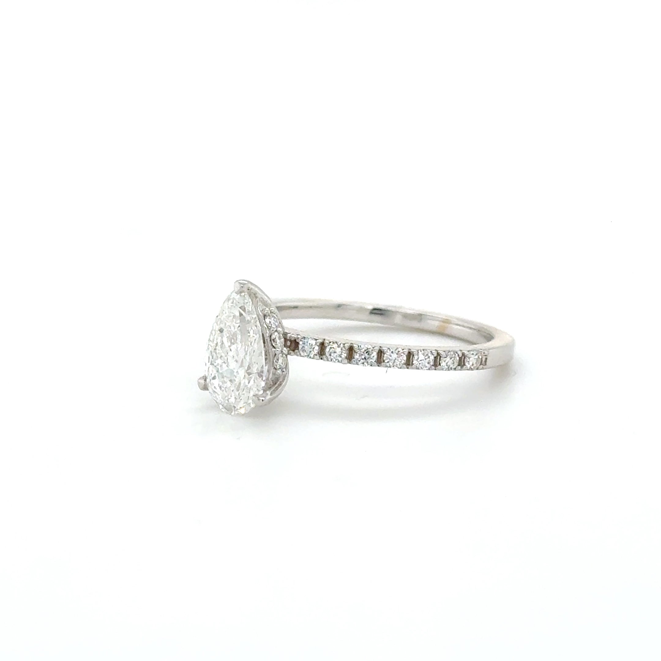 Vespera Pear Engagement Ring (1.45ct total) - 18k White Gold Band