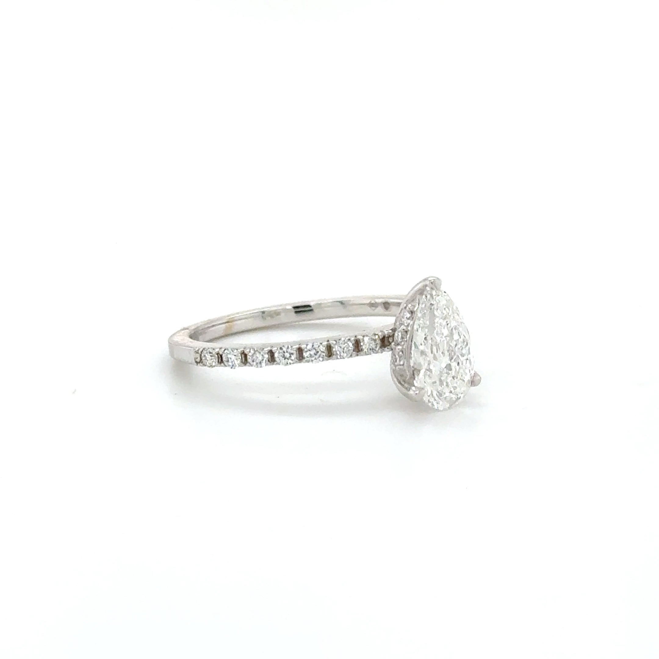 Vespera Pear Engagement Ring (1.45ct total) - 18k White Gold Band
